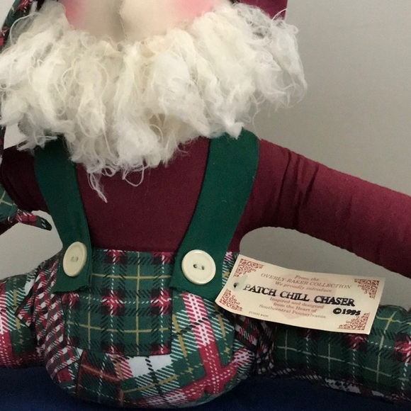 Plush plushy Tartin Plaid Santa Draft Chill Cold Air Door Doll Overly Raker USA - Picture 6 of 7